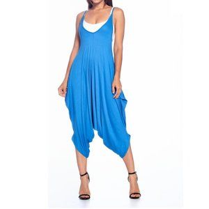 NWOT Isaac Liev Harem Jumpsuit in Blue